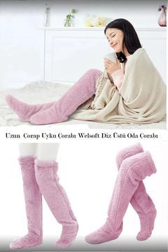 Peluş Çorap Diz Üstü  Sıcak Tutan Çorap Ayak Isıtıcı Uzun Spor Çorap Günlük