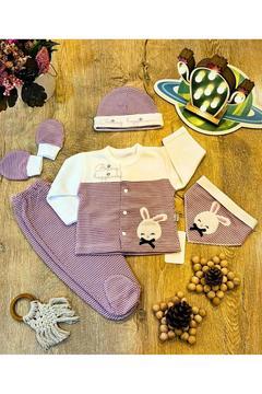 Bebek Yenidoğan Pembe Krem Lale Desenli 2 Li Tululm