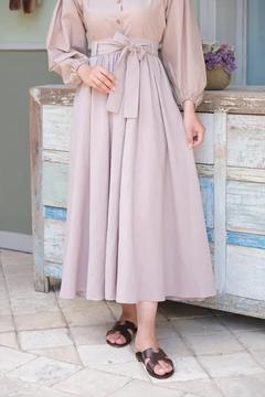 ORGANİK KETEN ROBALI ETEK - Hardal