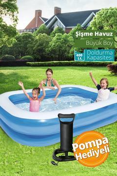 12819 Büyük Boy Şişme Aile Havuzu 211x132x46 cm + Manuel Pompa