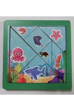 Ahşap Puzzle Tangram 7 Parça Eğitici Renkli