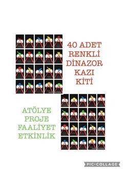 40 Ad Karne Hediyesi Renkli Dinazor Kazı Kiti Aktivite Etkinlik Proje Atölye