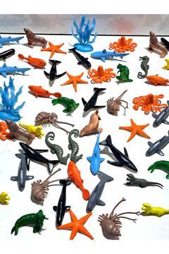 OYUNCAK HAYVANLAR DENİZ CANLILARI 50 PRÇ BALIKLAR KABUKLULAR BALİNA KÖPEK BALIĞI YOSUN  AHTAPOT