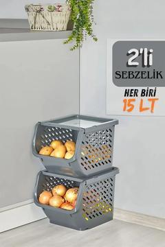 2'li Patates & Soğanlık, Kapaklı Katlı Sebzelik, Oyuncak Sepeti, Banyo Büyük Düzenleyici Antrasit
