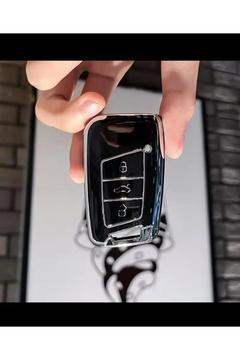 Volkswagen Passat B8 B8,5 Siyah  Gümüş Nano Kauçuk Araba Anahtar Kılıf Kumanda Kabı Kılıf