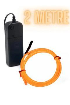 Bataryalı Araç Içi Aydınlatma Ip Şerit Torpido Led Ip Neon Dekoratif Turuncu 2 Metre