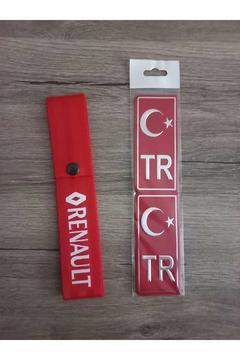 Renault Uyumlu Kırmızı Renk Yüksek Kalite Tampon Dili & Çeki Ipi ve Tr Plaka Krom Sticker 2'li