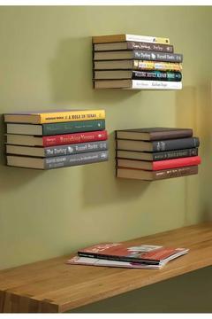 Sihirli Duvar Kitap Tutucu, Metal Dekoratif Duvar Kitaplık Modeli 3 Adet