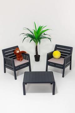 Lara 1 1 S /2 Kişilik Minderli Bahçe Balkon Oturma Takımı - Antrasit