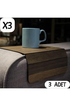 3 Adet Koltuk Kenarı Ahşap Katlanabilir Yan Sehpa Amerikan Servisi  - Tesbih