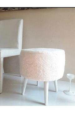 Coco Puf, Peluş,4 Ayak, Beyaz,BEYAZ AYAK,oturma Odası, Makyaj Masası Pufu