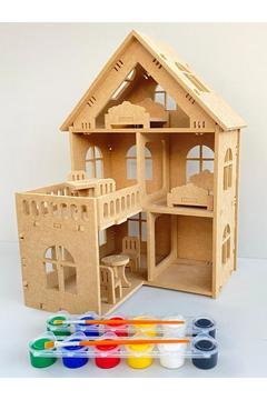 Ahşap Geçme Sistemli Çocuk Oyun Evi, Boyama Seti