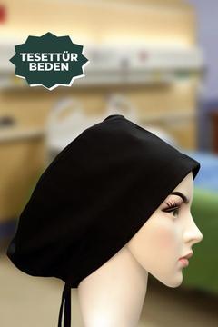 Siyah Doktor Hemşire Aşçı Cerrahi Bone Hastane Anne Bone Iş Bandanası Pamuklu Kumaş Lastikli