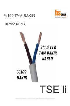 2x1.5 TTR Kablo %100 Tam Bakır TSE'i Kablo - Beyaz(İSTEDİĞİNİZ MT DE  SİPARİŞ VEREBİLİRSİNİZ)