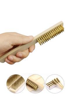 Ahşap Saplı Tel Fırça Yağ Pas Kir Temizleme Fırçası 20 CM