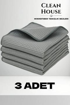 ( 3 Adet ) GRİ RENK Cam Ve Ayna Bezi Mikrofiber Genel Temizlik Bezi  40*60 Cm
