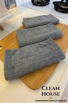 ( 1 Adet ) Mikrofiber Mutfak Temizlik Bezi Gri Renk 40*40 Cm Ultra Su Emici Koku Yapmaz