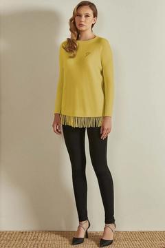 Uzun Kollu Sarı Triko Kazak