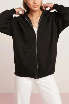 Kadın İnterlok İki İplik Mevsimlik Rahat Kapşonlu Kanguru Cepli Fermuarlı Sweatshirt Hırka