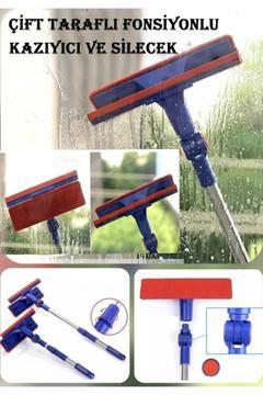 Teleskopik Mikrofiber Çift Taraflı Cam Silme Aparatı Çekçekli Silecek Pratik Teleskobik Silici