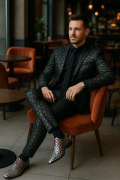 Erkek Hakiki Deri Sivri Burun Özel Deri Tasarımlı Kundura Tz.610