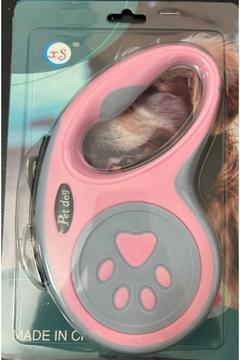 Evcil Hayvan Otomatik Geri çekilebilir Pati Desenli Lüks Gezdirme Tasması 5 Mt PEMBE