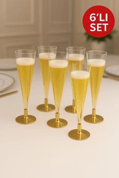 6'lı Gold Base Şampanya Kadehi Seti – Bekarlığa Veda ve Davetler İçin
