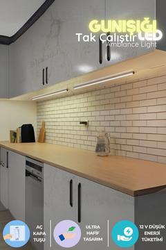 Mutfak tezgah altı  led ışık bar  aç kapa günışığı yapışkanlı 1 metre - lambader gun6