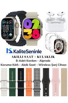 Watch 8 + Pro Bluetooth Kulaklık Set, Iphone Uyumlu Ve Android Tüm Telefonlara Uyumlu Set