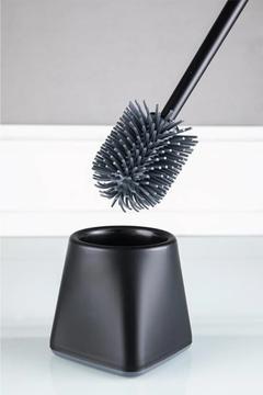 Silikon Wc Tuvalet Banyo Fırçası Klozet Fırçası Siyah Kare - M2