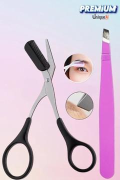 Kaş Makası ve Pembe Cımbız Seti Taraklı Kaş Makası Fenomen Cımbız Seti