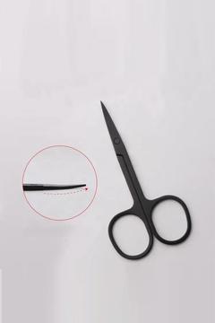 Siyah Eğri Başlı Çelik Kaş Makası Saç Sakal Bıyık Kaş Kulak Burun Kıl Alma Düzeltme Makası