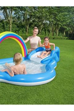 53092 Kaydıraklı Gokkuşağı Fiskiyeli Yaz Günlerin Eğlencesi Cocuk Su Havuzu Oyun Havuzu