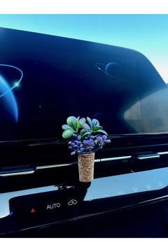 Dekoratif Mini Oto Klima Süsü|El Yapımı Mantar Saksı Çiçek Araba Kokusu|Difüzör(Kokusuz)Mor Tomurcuk