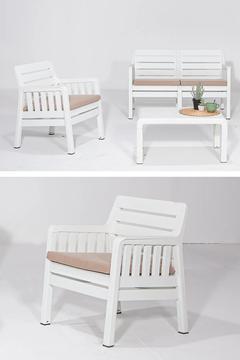 Lara 2+1+1+S Bahçe Çay Takımı Teras Mobilyası - Beyaz