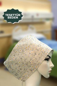 Bej Doktor Hemşire Aşçı Cerrahi Bone Hastane Bone Iş Bandanası Pamuklu Kumaş Lastikli Ve Bagcıklıdır