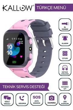 Z5 Sim Kart Girişli Akıllı Çocuk Takip Saati Türkçe Menü Pembe Btk Kayıtlı