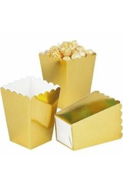 Gold Altın Sarı Renk Karton Popcorn Mısır Cips Çerez Kuruyemiş Kutusu 8 Adet