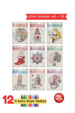 Yetişkinler Için Mandala Boyama Kitap Seti Ömürlük Set 9 Kitap