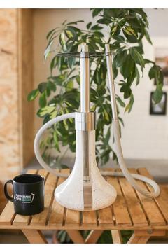 F1 özel cam nargile takımı gümüş gövde-beyaz cam