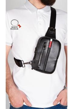 unisex Siyah Cross Bodybag Deri Çapraz Çanta