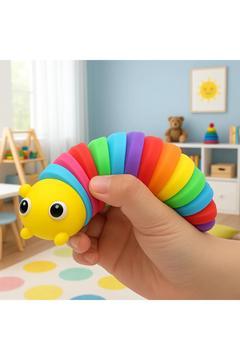 Renkli Silikon Tırtıl Stres Oyuncağı – Duyusal Eğitici Rahatlatıcı Sesli Oyuncak