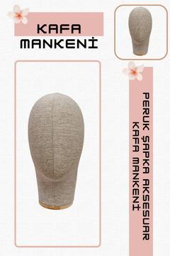 Kumaş Kaplı Polyester Kafa Mankeni Aksesuar Mankeni Şapka Mankeni Peruk Mankeni