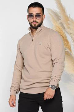 Bej Erkek Yarım Balıkçı Selanik Sweatshirt