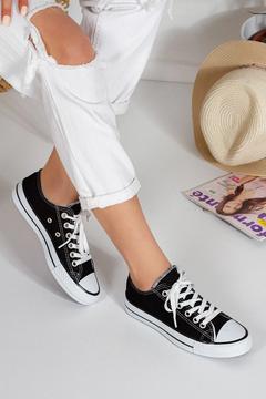 Siyah Kısa Unisex Keten Spor Ayakkabı