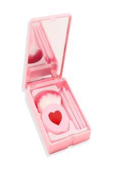 AYNALI KUTULU 4'lü Makyaj Fırça Seti :ALLIK,RUJ VE DUDAK,GÖLGE,FAR Makyaj Fırçaları PEMBE