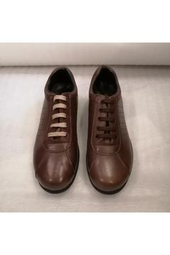 Uniseks Hakiki Deri Kahve Yuvarlak Krampon Kauçuk Kaymaz Tabanlı Bağcıklı Ayakkabı