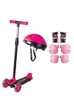 Pembe 3 Yaş Üstü Pembe Twist Işıklı Scooter Koruma Kask Seti 3+ Yaş 3