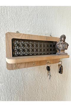 Ahşap Mdf Anahtarlıklı Dekoratif Duvar Rafı