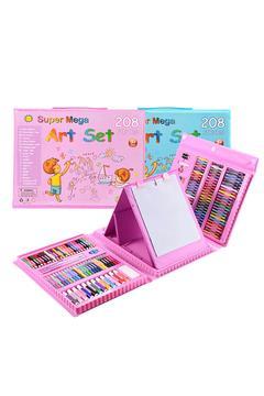 208 Parça Çocuk Boyama Seti Kırtasiye Hediye Kutusu Fırça Seti Kuru Kalem Pastel Boya